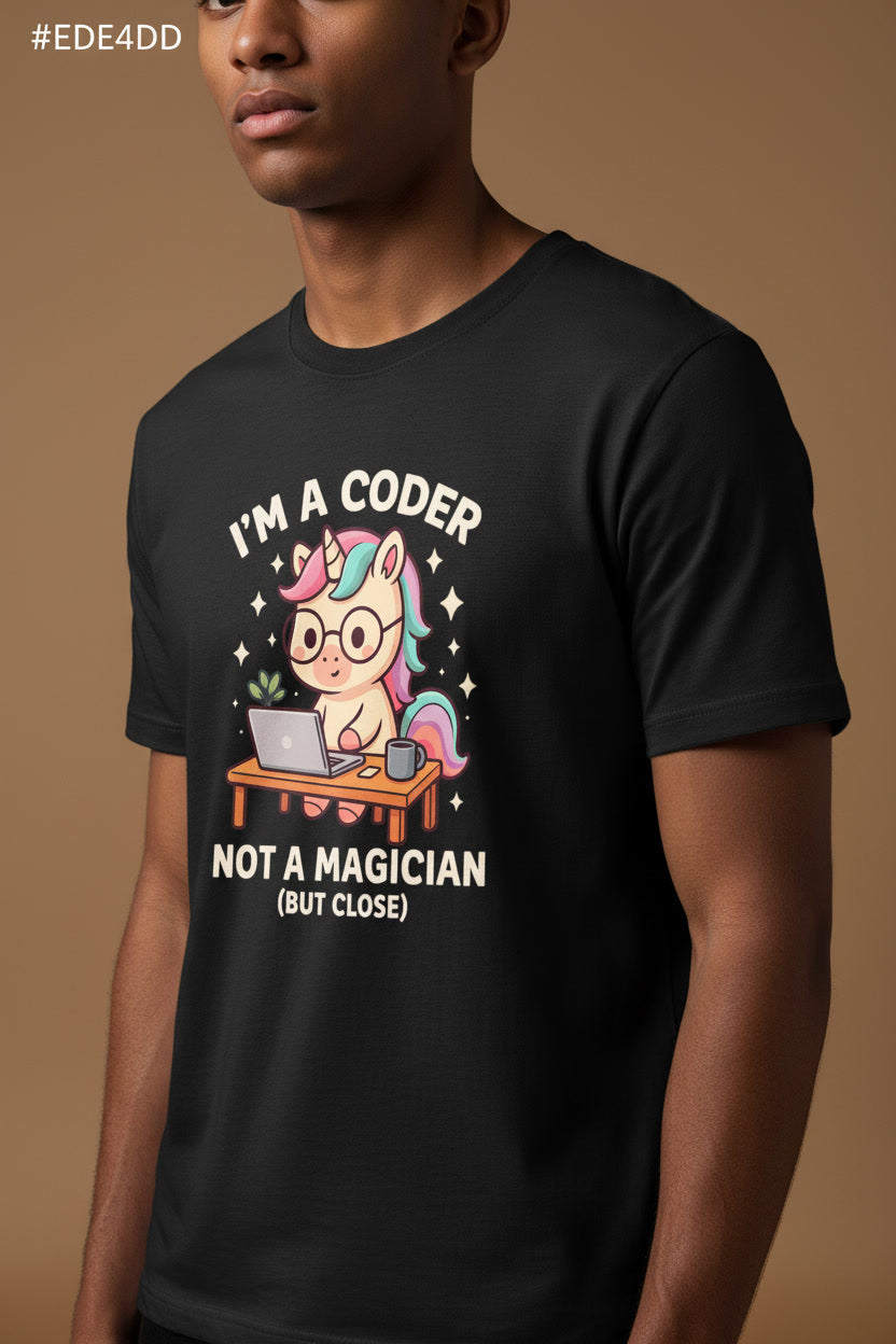 I'm A Coder Not A Magician Unicorn Funny Programmer Science
