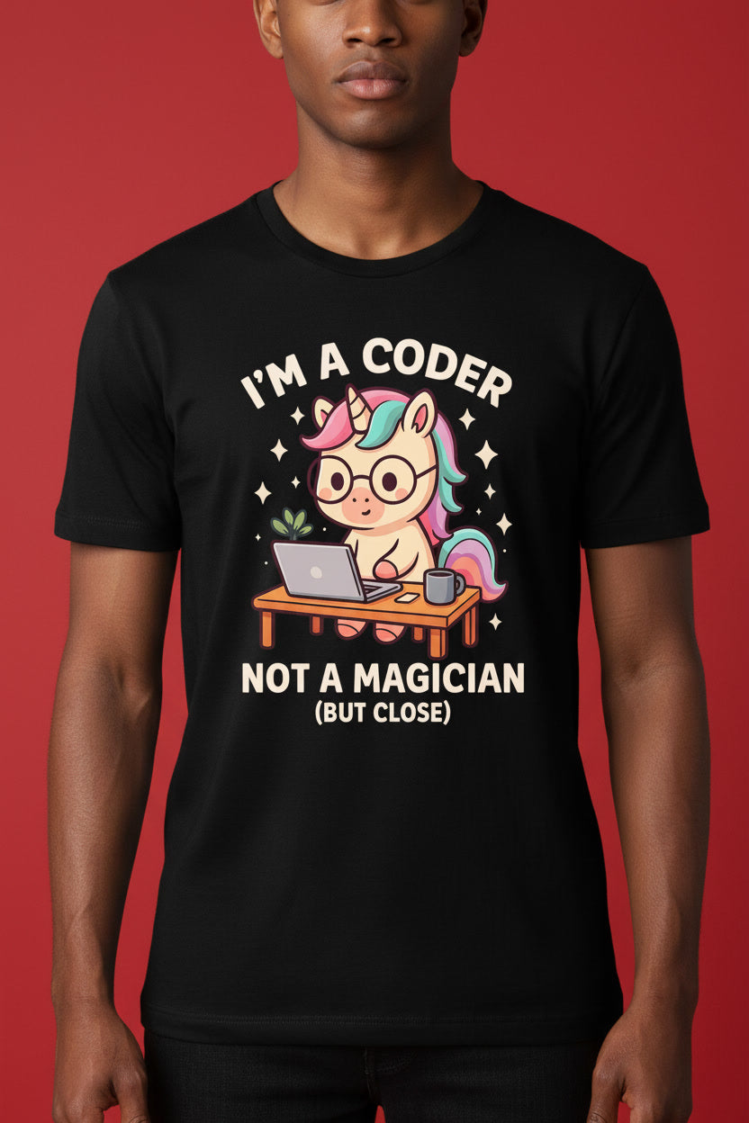 I'm A Coder Not A Magician Unicorn Funny Programmer Science